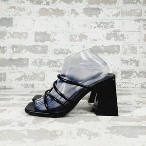 New Abound Austyn Black Block Heel Square Toe Strappy Sandals C790